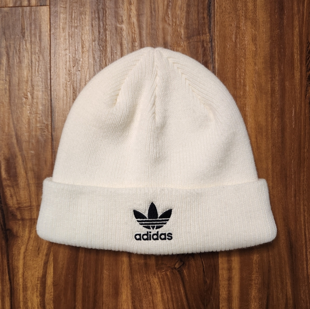 Adidas White Trefoil Beanie Hat